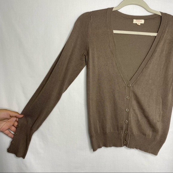 Ambiance tan tight button down cardigan M - Picture 2 of 5